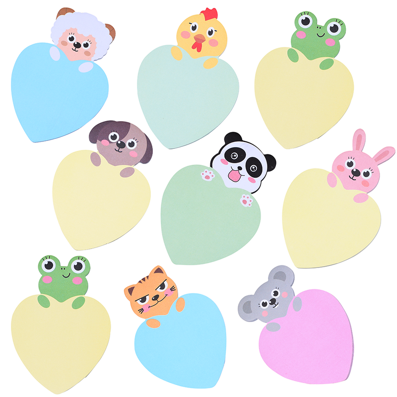 25 fogli Cute Kawaii Love Heart Shaped Animal Sticky Notes Memo pad Frog Panda Pig Mouse Tiger Post notepad cancelleria donna