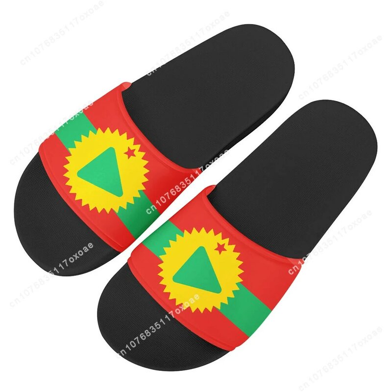 Dotinthehole sandal selop dalam ruangan uniseks, sandal pantai musim panas, sandal rumah pasangan motif Oromoo, bendera lucu uniseks