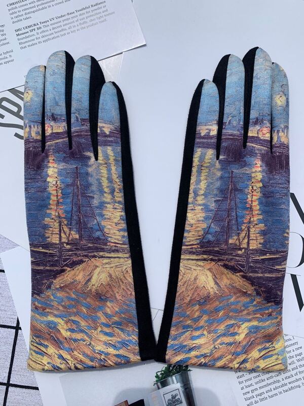 Новые стильные зимние женские перчатки с изображением изящности, элегантные теплые ветрозащитные перчатки для сенсорного экрана для верховой езды, варежки, аксессуары