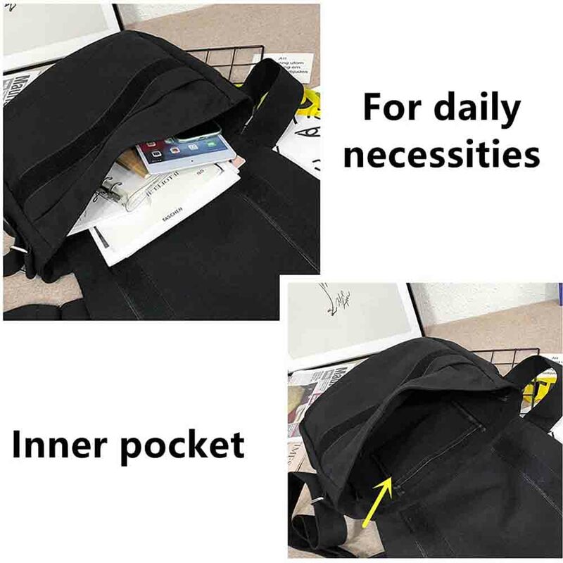 Bolsa de mensajero informal multifunción para estudiantes, bolso portátil versátil con patrón de frase Simple de un hombro