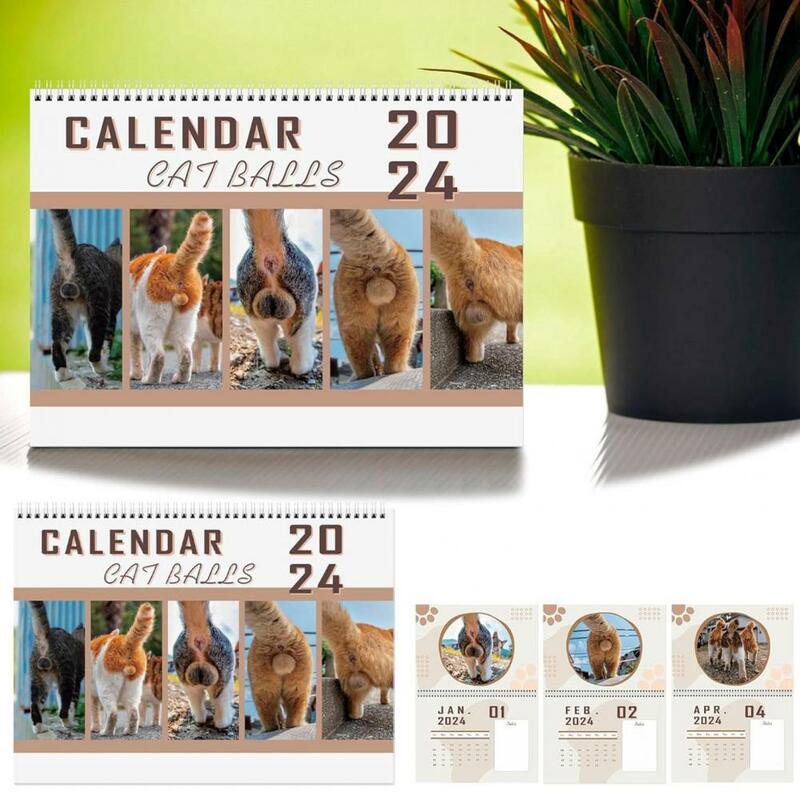 大型壁掛けカレンダー紙,月間デスクカレンダー,楽しい猫へのギフト,12, 2024, 2024