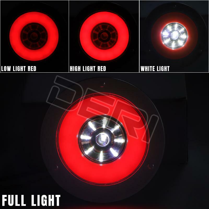 Truck Round LED 4 Inch Integrated Taillight Rear Brake Signal 12V 24V Red Halo Ring For Trailer Lorry Pickup Bus Turn Lamp DRL
