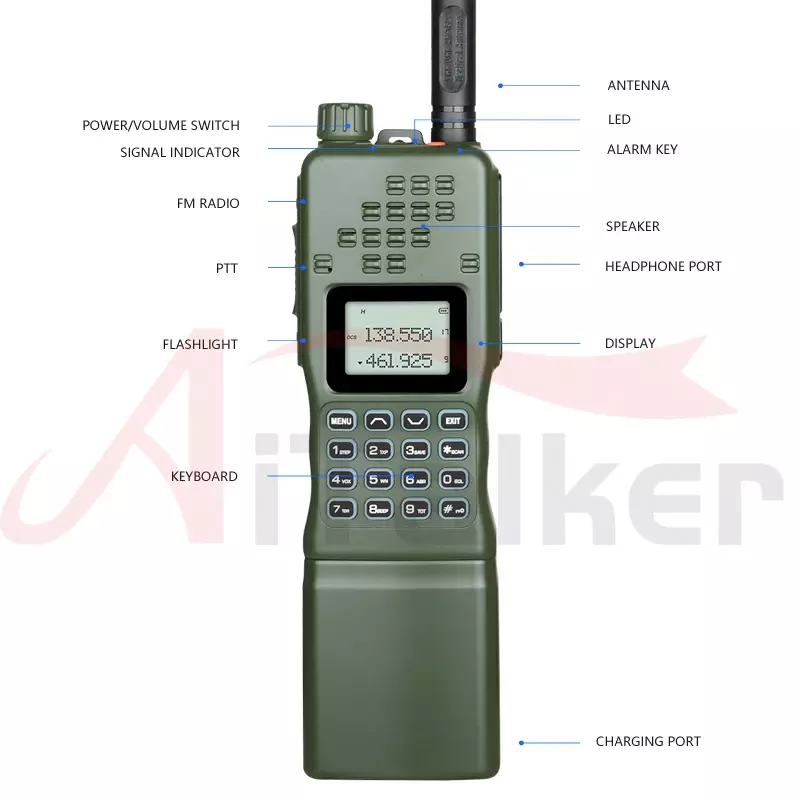 Baofeng AR-152 VHF UHF 햄 라디오, 휴대용 전술 게임 워키토키, AN /PRC-152 양방향 라디오, 15W 강력한 12000mAh 배터리