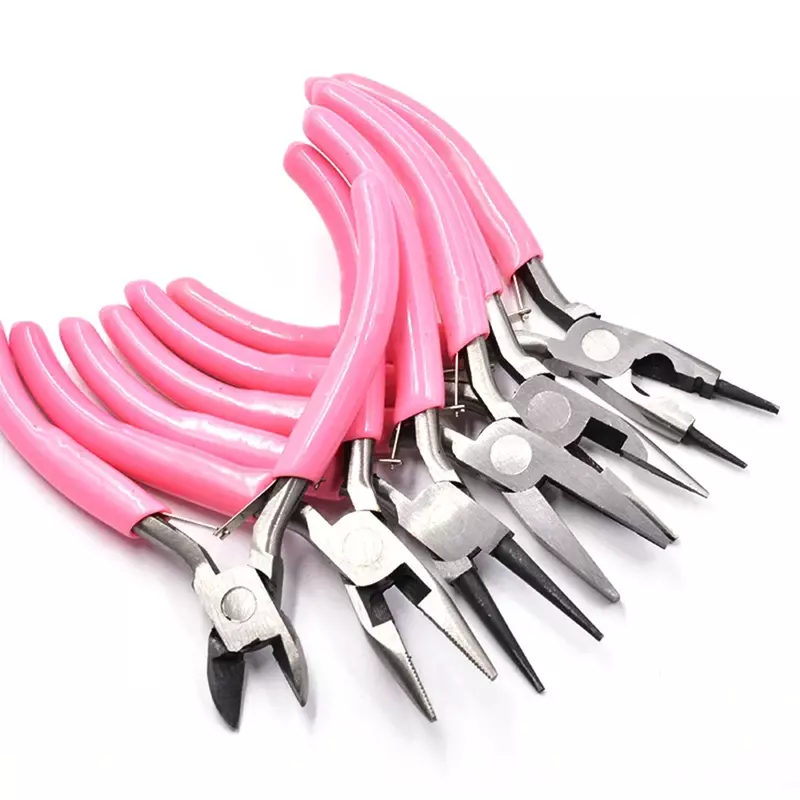 Leuke Roze Kleur Handvat Anti-Slip Splicing En Vaststelling Sieraden Tangen Gereedschap & Apparatuur Kit Voor Diy Sieraden Accessoire ontwerp