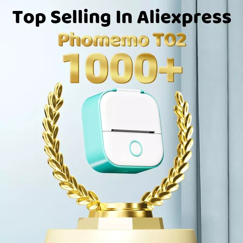 Phomemo-T02 Mini Impressora Térmica, Fabricante De Etiquetas, Portátil, Bluetooth, Impressora De Bolso, Material De Estudo, Fotos