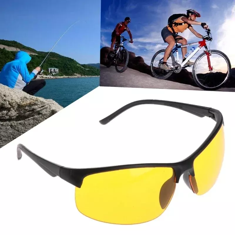 야간 투시경 안경, 낚시 사이클링 여행 등산 야외 선글라스, 노란색 렌즈 보호, 유니섹스 낚시 아이웨어, 2024 신제품