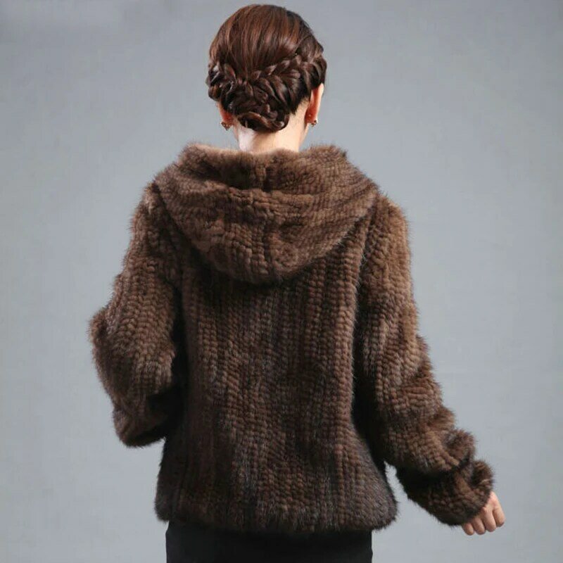 New Luxury Women Natural Mink Fur Coat Women mink fur jacket All-match Knitted Mink fur Coat big size 4XL Free shipping