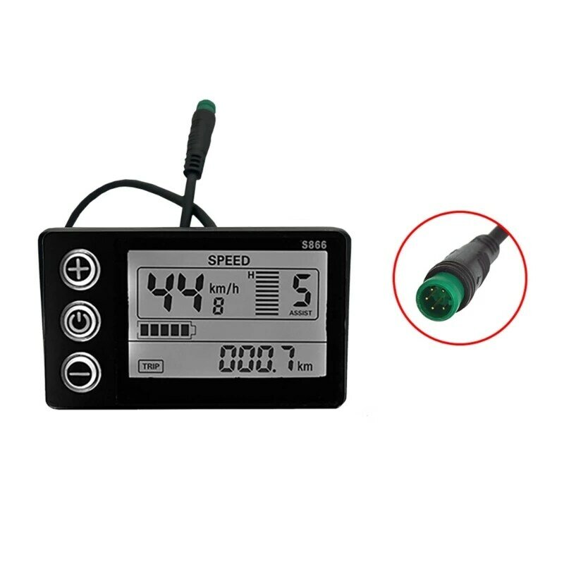 Electric Bicycle Modification Display Waterproof LCD Display S866 Controller Panel for E-bike Scooter Dashboard Display
