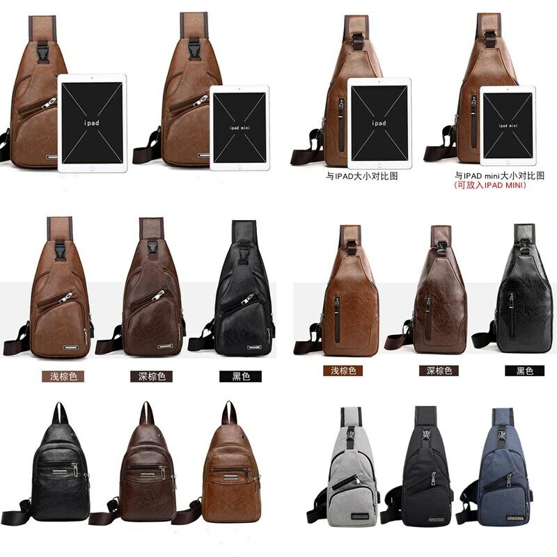 Male USB Charging Shoulder Bag Crossbody Chest Bag For Men Anti Theft Chest Waist Pack Trip Messenger Bags Single Strap Back Bag