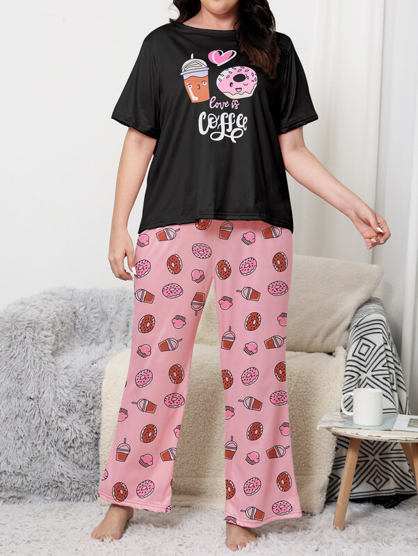 大きなサイズのパジャマセット,家庭用カジュアルウェア,半袖,シルク素材製,ロングパンツ