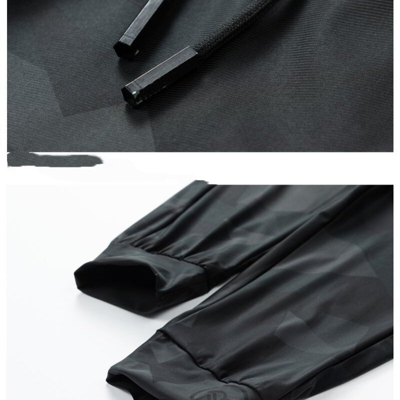 Summer 2024 Men's New Patchwork High Waited Elasticized Drawstring Printed Pocket Zipper Fashion Slim Fit Versatile Casual Pants