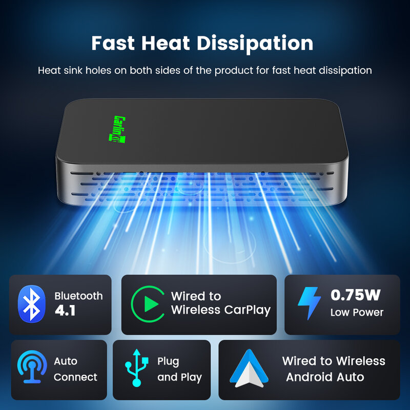 CarlinKit Wireless Android Auto Box, CarPlay portátil, Dongle para rádio de carro, CarPlay com fio, 2Air, 2024