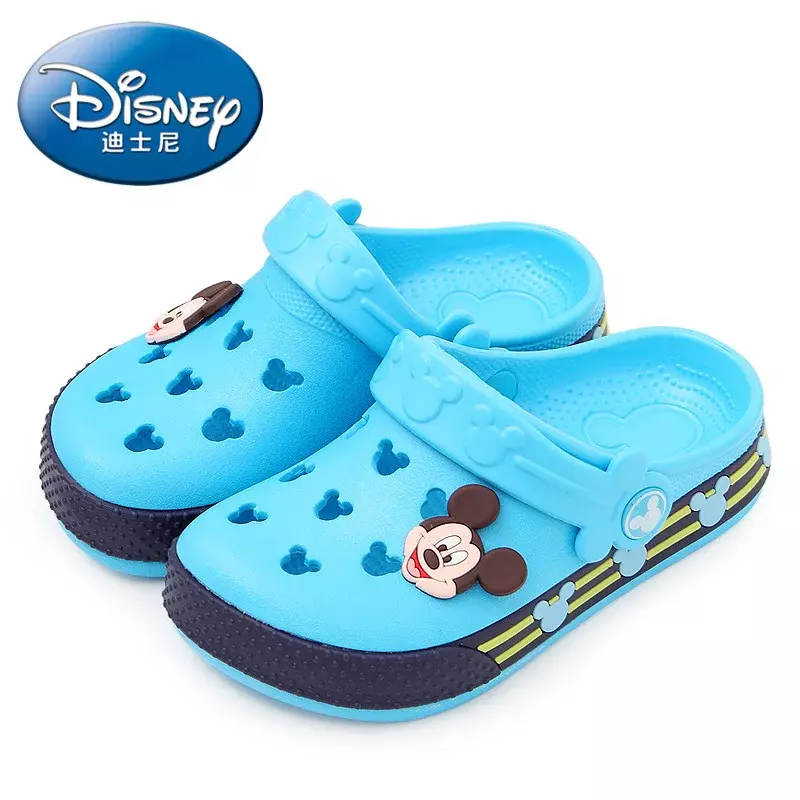 Детские сандалии с дырками Disney, летняя пляжная обувь для маленьких мальчиков и девочек с Микки Маусом, Тапочки