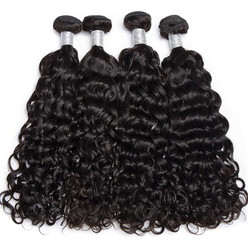 Bundel gelombang air 12A rambut manusia 100% tidak diproses rambut Virgin murah rambut basah dan bergelombang bundel 3/4 menangani rambut gelombang dalam Peru
