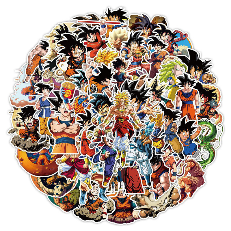 Dragon Ball Anime Adesivos para Crianças, Decalques dos desenhos animados, Skate, Motocicleta, Laptop, Carro, Geladeira, Bicicleta, Adesivo Impermeável, Brinquedos, 10 Pcs, 30 Pcs, 50Pcs