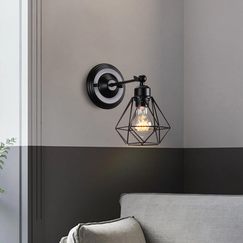 Lampu dinding besi Vintage lampu samping tempat tidur lampu dinding loteng dapat disesuaikan latar belakang ruang tamu teras tangga koridor Bra pencahayaan dalam ruangan