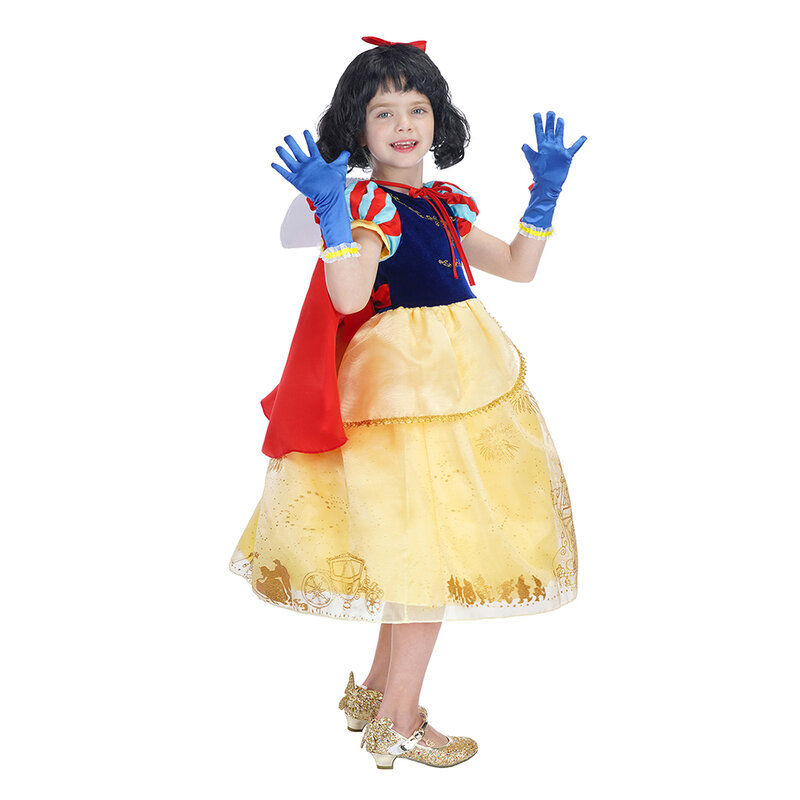Disney Snow White Cosplay Costumes Girls Luxury Snow White Dress Cute Princess Dress Girls Birthday Party Clothings 2-10Years