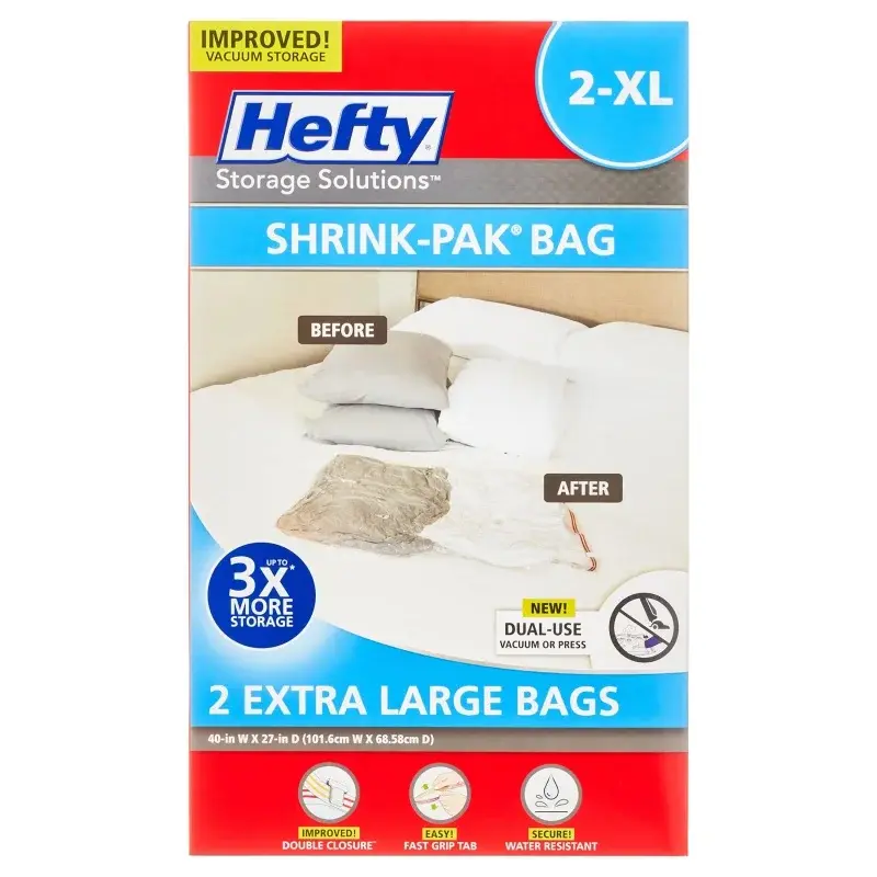 Bolsas de almacenamiento al vacío Hefty Shrink Pak 2 XL, paquete de 2 unidades