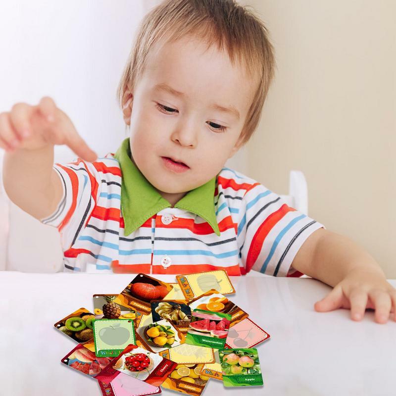 Tarjetas Flash de frutas y verduras para bebés, juguetes de aprendizaje divertidos para bebés, juego de tarjetas Flash de alfabeto multiusos