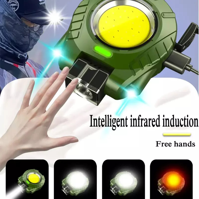 Induction Hat Clip Headlight Multifunctional LED Mini Portable Work Light for Outdoor Night Fishing Camping Cycling Emergency