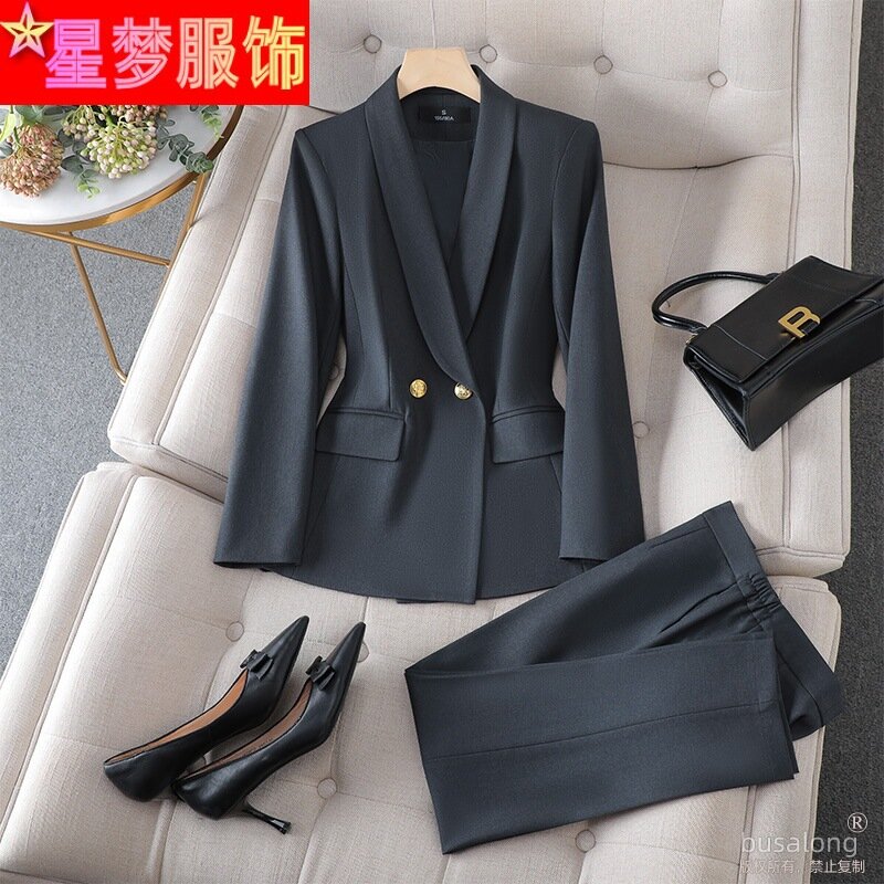 Fato de manga comprida, jaqueta formal, roupa de trabalho do gerente de negócios elegante e graciosa, outono e inverno