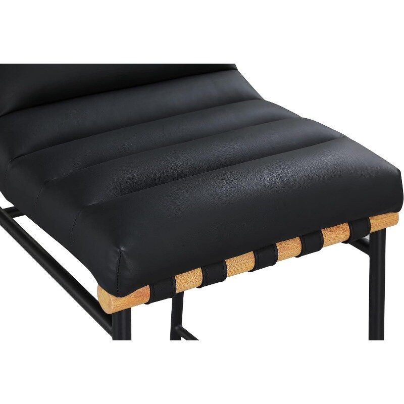 Meridian Furniture-taburete de mostrador tapizado de piel sintética, moderno, contemporáneo, color negro, 18 "W x 23,5