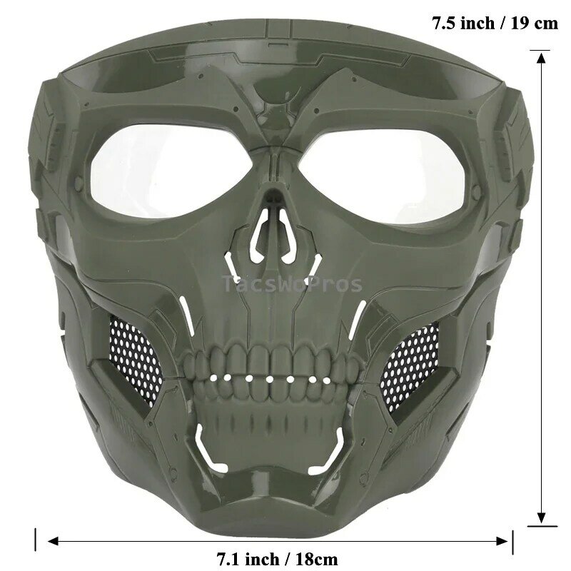 Respirável Tactical Full Face Skull Mask, Caça e Proteção Tiro, Multicam CS Combat Cosplay, Halloween Props, Máscaras faciais