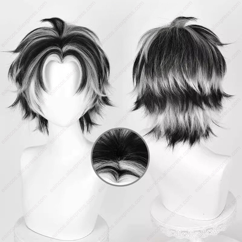 Kotaro Bokuto косплей парик 30 см короткие Серебристые белые смешанные Черные Волосы термостойкие синтетические парики