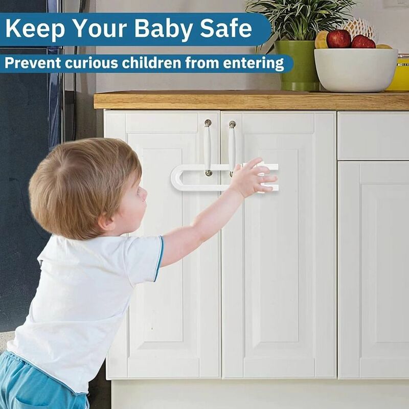 Kunci keamanan anak, peralatan perlindungan kunci kabinet pintu ganda bayi warna Solid, Laci plastik, kunci pengaman anak