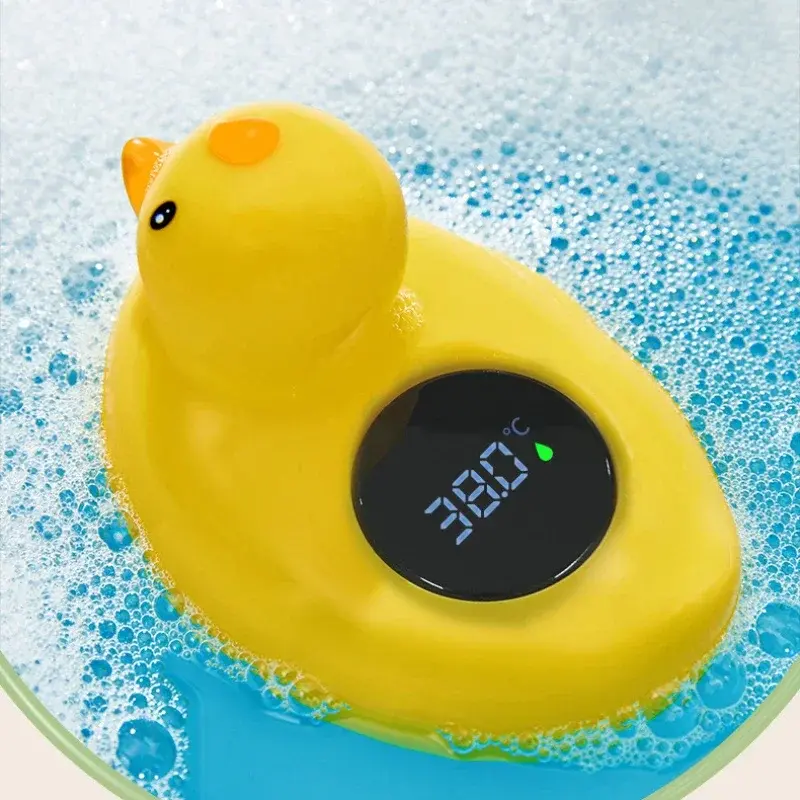 Маленький термометр с желтой уткой, Детский термометр для ванны и душа, детский безопасный датчик температуры, плавающий водонепроницаемый детский термометр