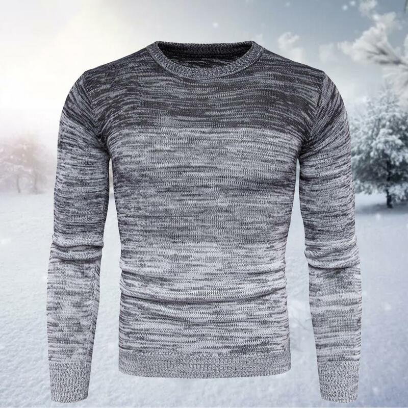 Fashion Pullover Sweater Crew Neck Cold Resistant Soft Patchwork O-Neck Pullover Sweater