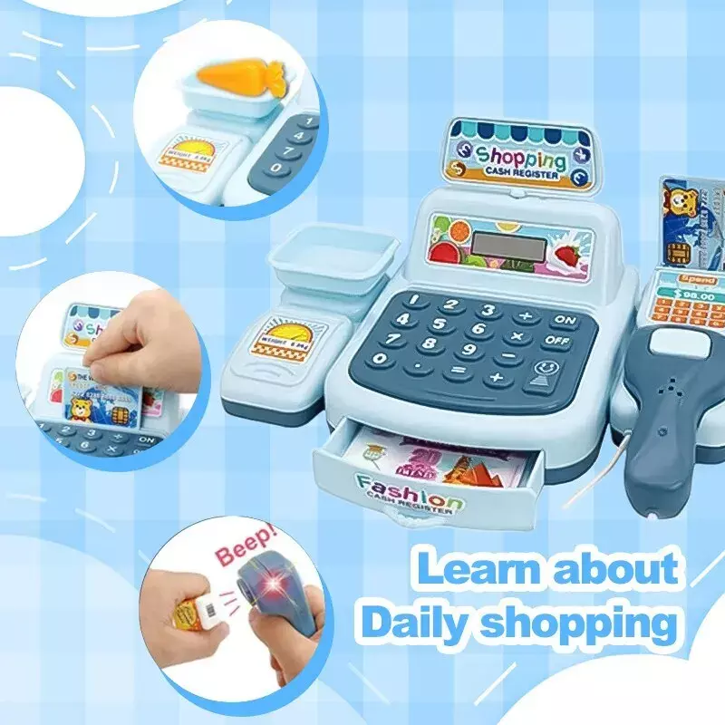 Simulasi belanja Cash House mainan permainan elektronik pencahayaan dan efek suara mainan kasir Supermarket