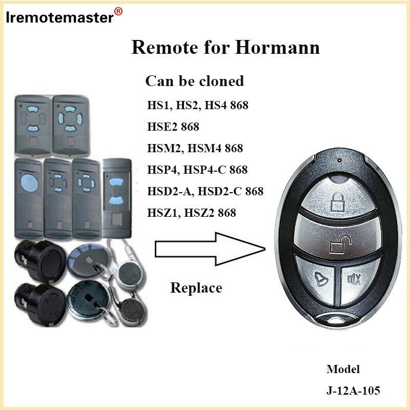 Mando a distancia Compatible con HORMANN, clon HSM2 HSM4 de 868mhz para puerta de garaje