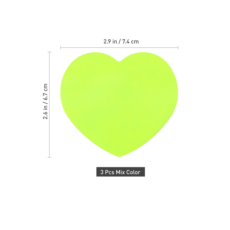 Nuolux กระดาษโพสต์รูปหัวใจ3ชิ้นกระดาษมีกาวในตัวสติกเกอร์อำนวยความสะดวก