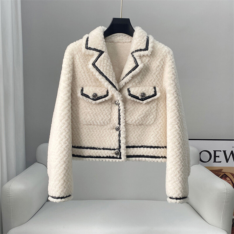 Aorice-abrigo de piel de lana auténtica para mujer, Parka cálida para invierno, chaquetas de corte de oveja, abrigos de talla grande CT215