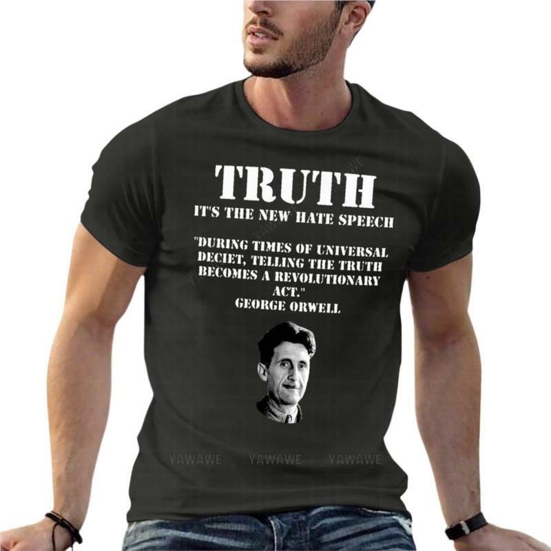George Orwell cytat prawdy o wolności słowa T-Shirt w za dużym rozmiarze drukowanej odzieży męskiej 100% bawełniana styl miejski bluzka w rozmiarze Plus Size koszulce