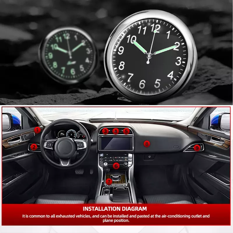 Mini Relógio Luminoso Do Carro, Automotivo Interno, Relógio Digital Stick-On, Mecânica De Quartzo, Auto Ornamento, Acessórios Do Carro, Presentes