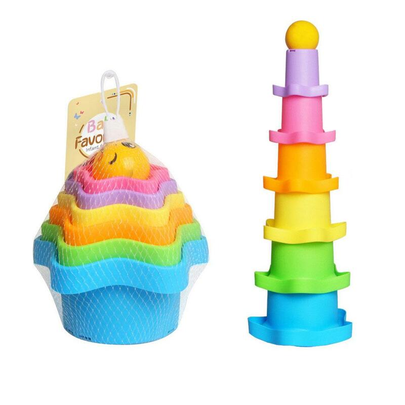 2/3PCS Fun Stacking Cups Toy children's Educational Cartoon Animals Stacks Beach Playing Bathing Toys regalo di compleanno per bambini