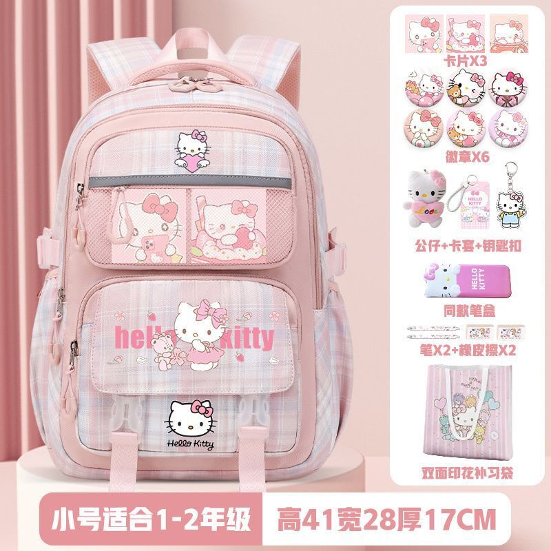 Sanrio tas punggung kapasitas besar anak, tas sekolah kapasitas besar, tas ransel kartun Hello Kitty, tas sekolah anak-anak, baru Hellokitty