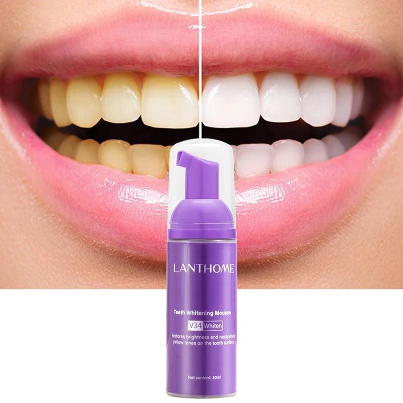 Pasta de dientes para Mousse V34, espuma de limpieza efectiva, ilumina y blanquea los dientes amarillos, elimina las manchas de los dientes, producto de limpieza bucal, 50ml