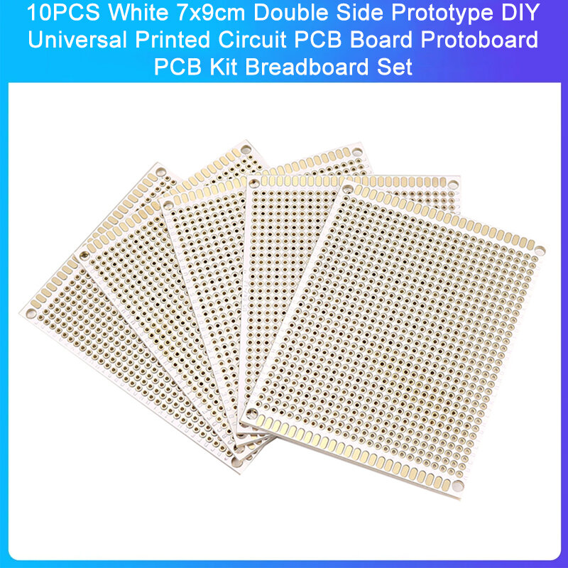 10PCS White 7x9cm Double Side Prototype DIY Universal Printed Circuit PCB Board Protoboard PCB Kit Breadboard Set
