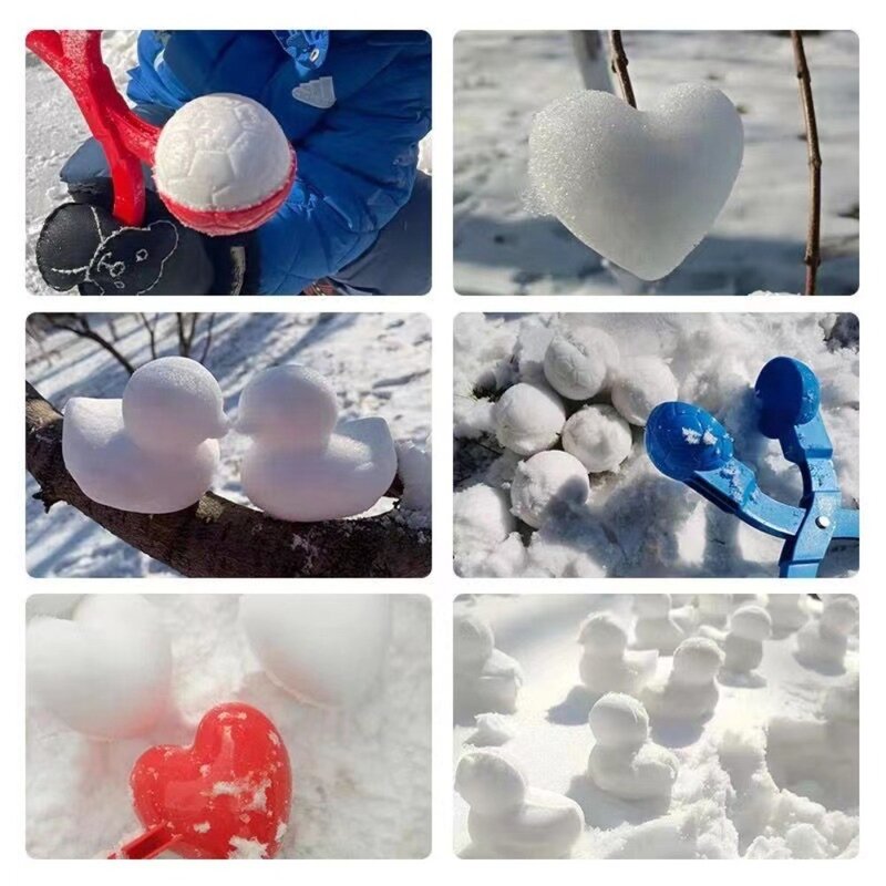Pinzas para Hacer bolas de nieve, molde de dibujos animados de invierno, juguete deportivo, forma de dinosaurio y pato, molde de Clip para ARENA, lucha de bolas de nieve para niños