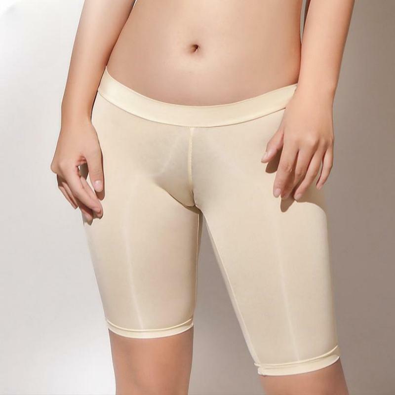 Sexy Boxer Hotpants Shorts Underwear Glossy Leggings High-Elasticity Nylon Silky Translucent Home Yoga Pleated Style Pants Women