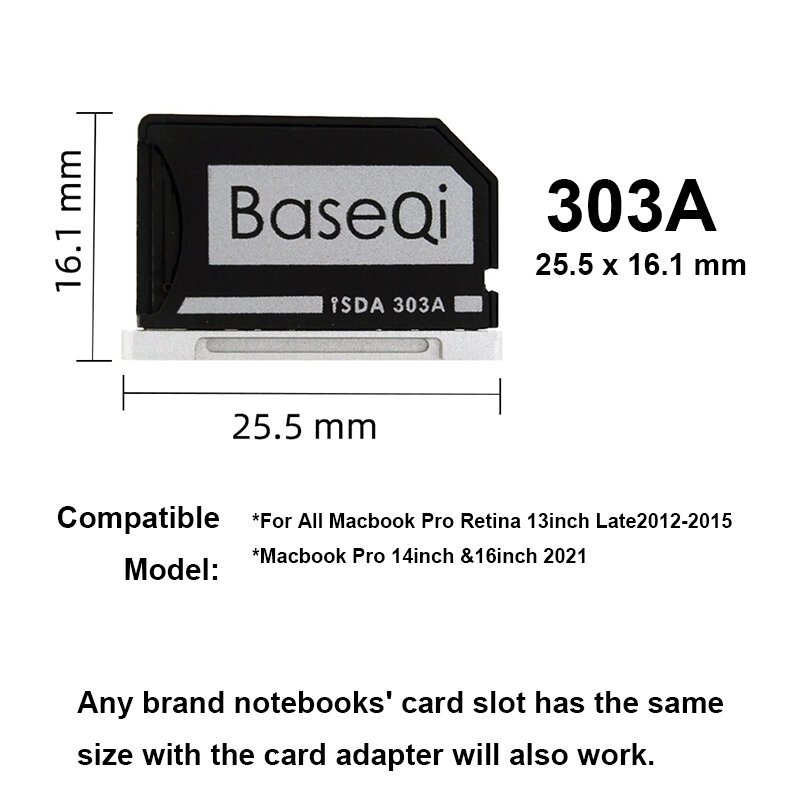 BaseQi 오리지널 맥북 프로 레티나, 13 인치 마이크로SD 카드 어댑터, 완전히 숨겨진 맥 프로 2013-2015 년