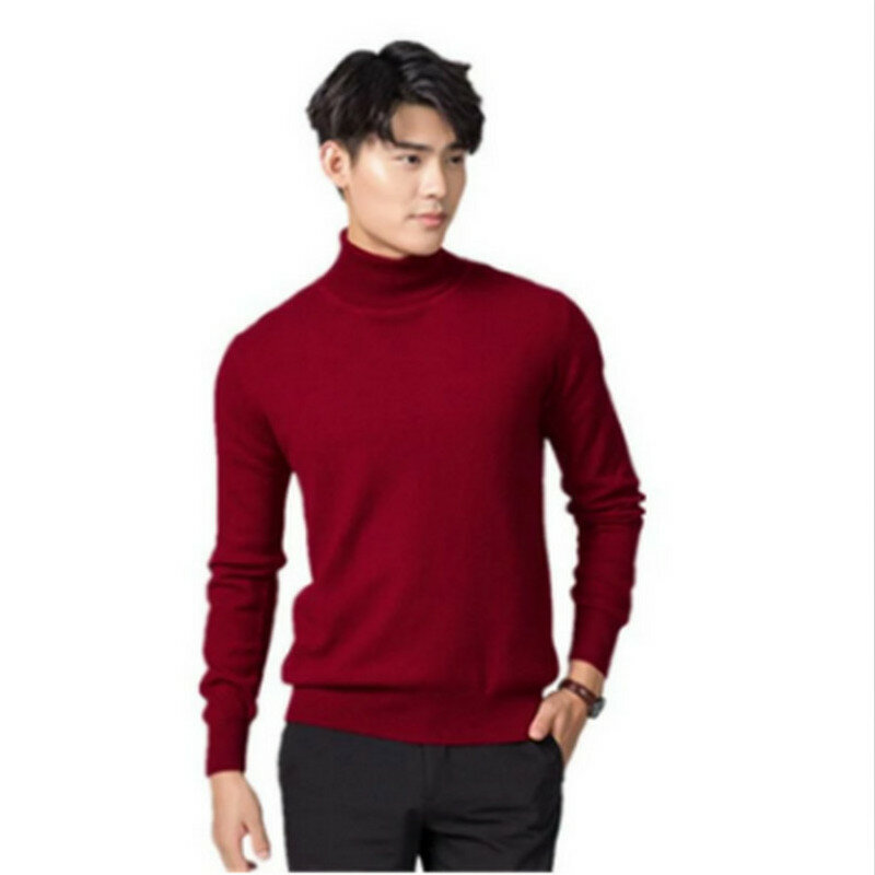 Jersey de cuello alto para Hombre, jersey de mezcla de algodón y Cachemira, Ropa de otoño e invierno, talla XXXL, 2021