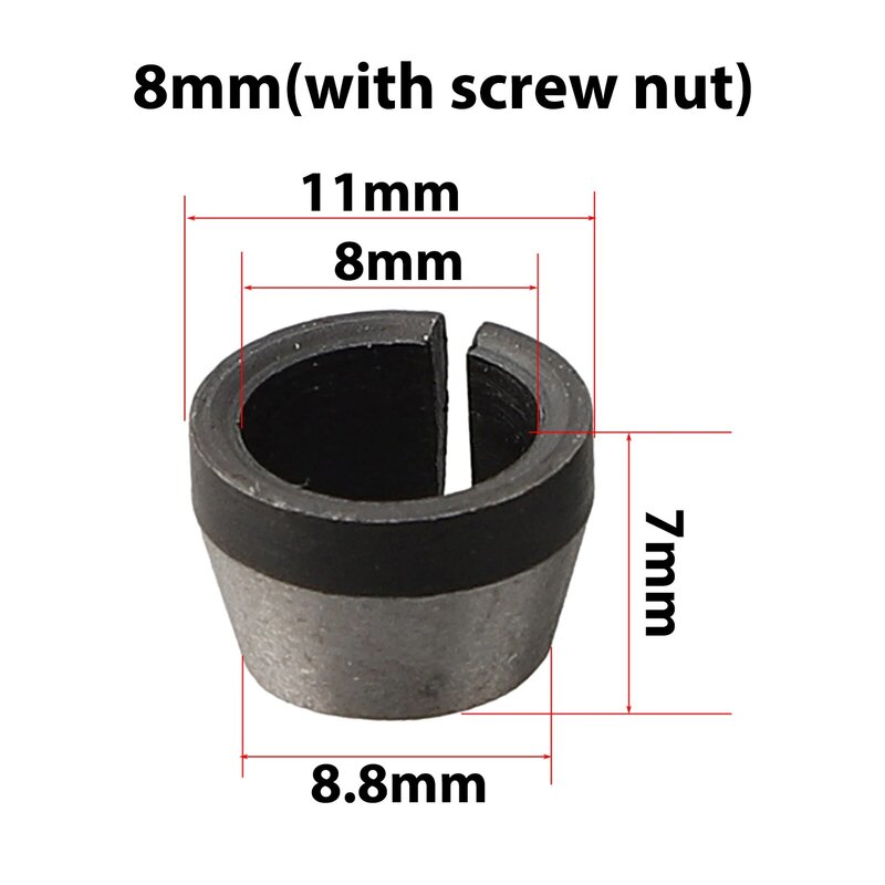 13mm×12mm×7mm/0.51in×0.47in×0.28in Collet Chuck Adapter With Nut 13mm×12mm×8mm/0.51in×0.47in×0.31in Practical Useful Durable New