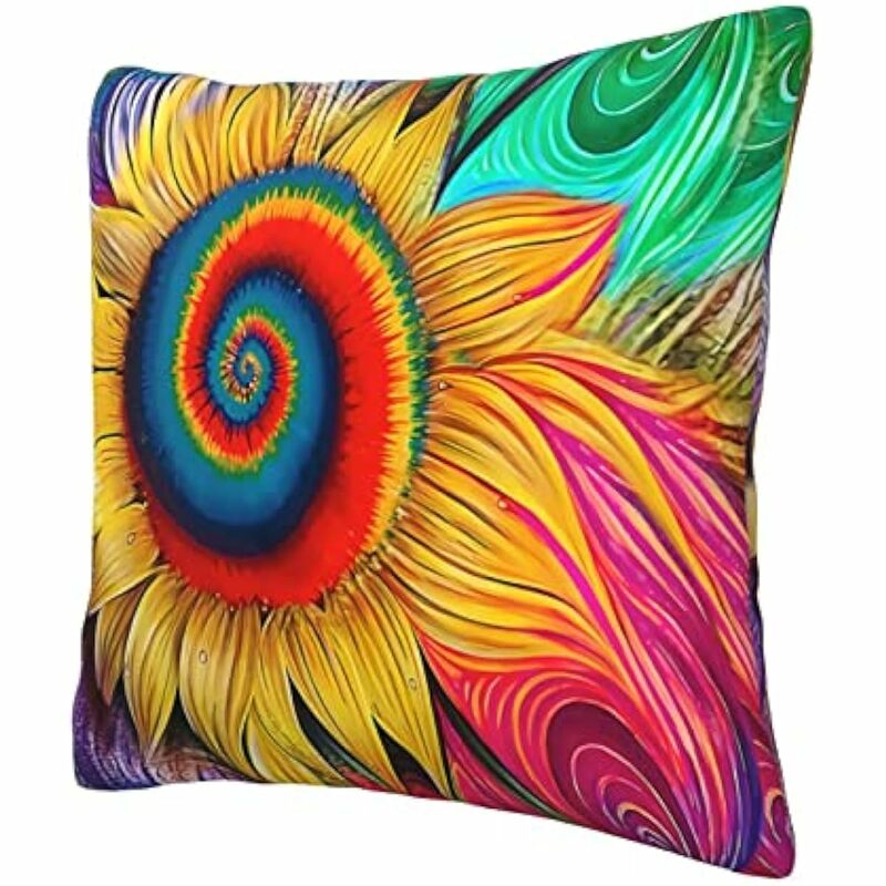 Hippie Sunflower Throw Pillow Case Cushion Cover Square Pillowcases Covers Two Sides Print