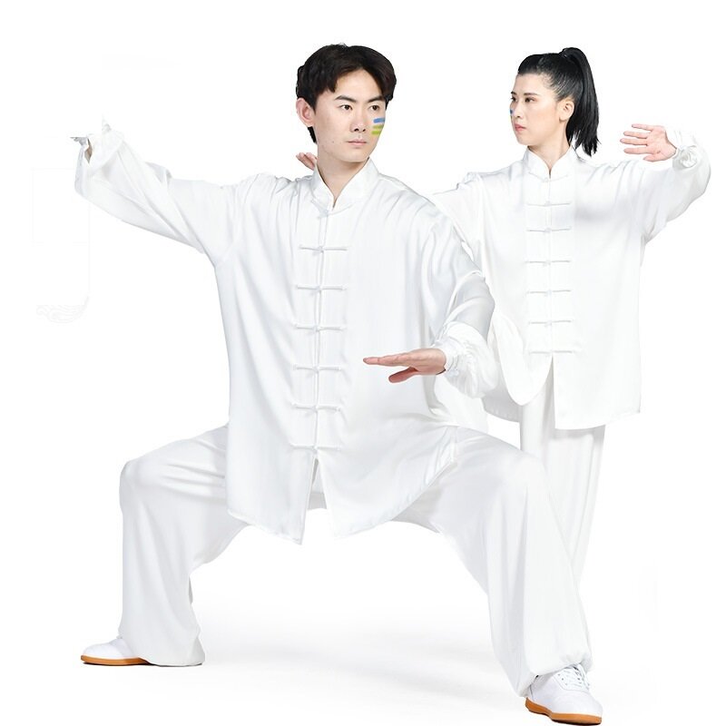 Najwyższej jakości Unisex bawełniane i jedwabne długie rękawy Tai Chi mundur strój sztuk walki Wing Chun odzież