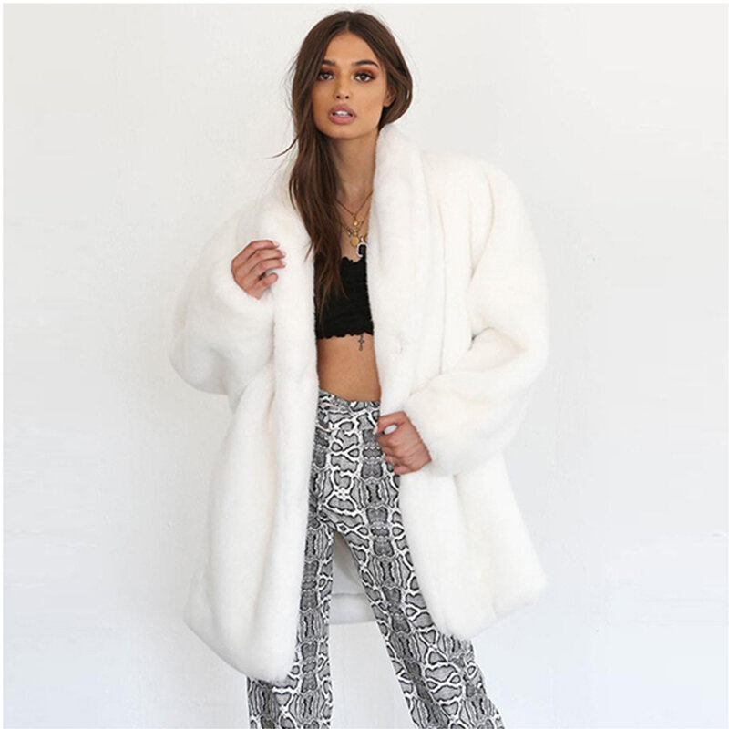 Зимняя женская белая куртка 2023, теплые кожаные пальто, женские элегантные куртки Y2k, Повседневная Уличная одежда, женское толстое пальто из искусственного меха, пушистое пальто