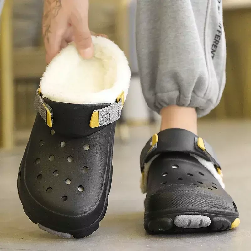 Sandal EVA ujung tertutup untuk pria, sepatu katun rumah kasual mode baru musim gugur musim dingin 2023